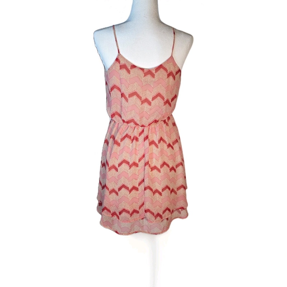 Method Dress Women Medium Orange Mini Chevron‎ Sleeveless